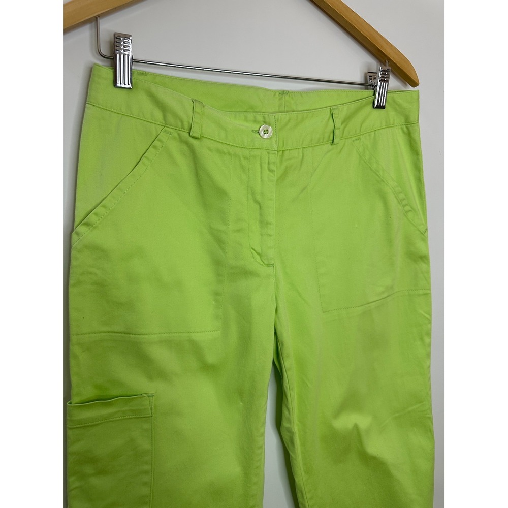 Vintage Y2K Lilly Pulitzer Lime Green Cropped Cargo Capri Pants Womens 8 - Picture 3 of 15